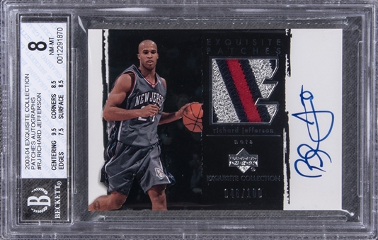 2003-04 UD "Exquisite Collection" Patches Autographs #RJ Richard Jefferson Signed Game Used Patch Card (#046/100) – BGS NM-MT 8/BGS 10